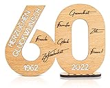 DARO Design - Holz-Schild Gästebuch - Geburtstag Jubiläum - Deko Zahlen 60 Jahre mit Jahreszahlen