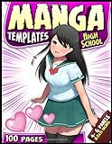 High School Manga Templates: Draw Your Own Shoujo School Manga Romance | Professional Blank Empty Anime Strip Layout with Variant Templates | 100 ... Interior | Glossy Finishing Shojo Art Cover