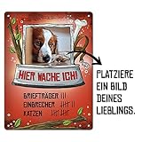 trendaffe - Hier wache ich - Hunde Warnschild in Rot, personalisiert mit deiner Grafik