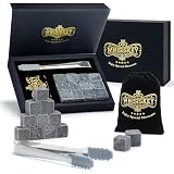 WHISISKEY Whisky Steine Set - 12 Whiskey Steine & Zange - Geschenke für Männer - Männergeschenke - Geburtstagsgeschenk Mann - Geschenkbox - Whisky Zubehör - Eiswürfel Wiederverwendb
