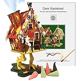 3D-Puzzle Bastelset Räucherhaus Hexenhaus, das Original aus dem Erzgebirge. Basteln mit Holz für Erwachsene & Kinder nach einer ausführlichen deutschen Bastelanleitung. Das Bastelset zum Räuchern.