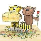 papercrush® x Janosch Pop-Up Karte „Glückwunsch zum Geburtstag“ - 3D Geburtstagskarte für Kinder, Frauen & Männer - Handgemachte Glückwunschkarte für Mädchen & Jungen zum Kindergeburtstag