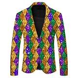 Rrongwn Herren Blazer Langarm Bunt Sakko Anzugjacket Funky Anzug Suit Neon Farbigen Blazer Sakko LGBT Pride Stolzmonat Jackett Abschlussball Karneval Kostüm Männer Stylish Jack