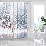 Kosmischer Sternenhimmel Druck Duschvorhang, Badezimmerdekoration wasserdicht Polyester Weihnachtsschneeflocke Vorhang S.5 150x200cm