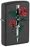 Zippo Feuerzeug Black Crackle Rose Dolch One Box, 49778