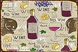 ZOPL Blechschilder aus Metall,Metal Warning Sign,Beige Seamless Patterns with red Wine Set Cask Glass Grapes Iron Painting Art Vintage Retro for Home Bar Coffee Kitchen Garage Wall Decor 8 X 12 Inch