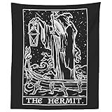 The Ehermit Tarotkarte (Schwarz & Weiß) – Sensenmann – Gothic Halloween Heimdekoration Wandbehang (203,2 x 172,7 cm)