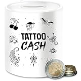 Spardose - Spardosen - Tattoo Cash - Geld Geschenk - Unisize - Weiß - Kasse Money für S