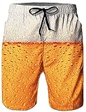 Loveternal Hawaii Badehose 3D Schnell Trocknend Beer Badehose Lustig Coole Badeshorts für Männer Gelb XL