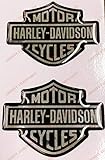 Harley-Davidson Aufkleber, harzbeschichtet, 3D-Effekt, 2 Stück Für Tankdeckel oder Helm. Farbe: Schwarz, Chrom.