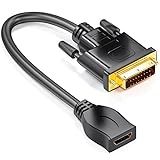 deleyCON DVI auf HDMI Adapter-Kabel - DVI Stecker zu HDMI Buchse 24+1-1080p Full HD HDTV 1920x1080 - vergoldete Kontakte - TV Beamer PC - Schwarz