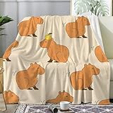 Kuscheldecke Flauschig Wasserschwein, Decke Cartoon Tiere - Fleecedecke Süße Tiere, Weiche Warme Decke Sofa, Flauschige Wohndecke als Sofadecke Couchdecke, XXL Decken Deko, 220x240 S-389