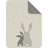 s.Oliver Babydecke Junior 1182 / Kinderdecke mit zuckersüßem Häschen Motiv/Kuscheldecke Baby 075x100 cm/hochwertig verarbeitete Schmusedecke aus kuschelweicher Baumwollmischung