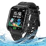 LUKYBIRDS Kinder-Smartwatch für Jungen und Mädchen, Schwarz