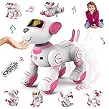 VATOS Roboter Hund Kinder Ferngesteuerter Spielzeug - Interaktiver Anfassen und Folgen Roboterhund mit 17 Funktionen, programmierbarer Tanz Musik RC Hund Roboter Spielzeug für Mädchen 3-12 Jahren