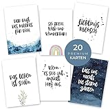 HEJ.CREATION Set mit 20 Postkarten ● Grußkarten mit Sprüchen und Zitaten zum Thema Freundschaft und Leben ● Postkartenset als Geschenk für Freunde Freundin Lebensliebe