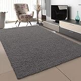 SANAT Teppich Wohnzimmer - Grau Hochflor Langflor Teppiche Modern, Größe: 60x110
