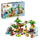 LEGO 10973 DUPLO Wilde Tiere Südamerikas Spielzeug-Set mit 7 Tierfiguren, Steine und Dschungel-Spielmatte, Lernspielzeug für Mädchen und Jungen ab 2 Jahre, Multicolour