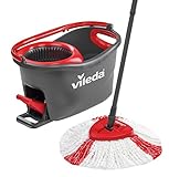 Vileda Turbo Wischmopp Komplett Set, Bodenwischer mit Teleskopstiel, Mikrofaser Moppkopf mit Kraftfasern und Eimer mit Powerschleuder, schnell und reinigungsstark, Stiellänge 75-130