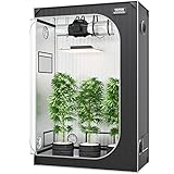 VEVOR Growbox 122 x 61 x 183 cm Gewächshaus aus 22 mm Stahl-Rahmen und 2000D Oxford-Gewebe Growtent 60 kg Tragfähigkeit Growschrank Geeignet für 150 W Wachstumslicht Indoor Z