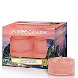 Yankee Candle Cliffside Sunrise, Glas, Orange, Teelichter, 12