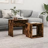 Moderne Couchtische aus geräucherter Eiche, Set mit 2 Akzenttischen für Wohnzimmer, Holz-F