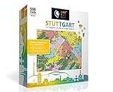 PuzzleMap Stuttgart Puzzle Stadtplan | XXL 500 Teile | Mit Booklet & Faltkarte | 64x48cm Motivgröße | Reiseführer Geschenk Souvenir