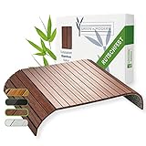 Green'n'Modern Sofatablett rutschfest - Holz Bambus Getränkehalter Armlehne | Couch Tablett flexibel als Sofa Butler | Sofa Tablett Armlehne als Sofa Ablage | Armlehnentablett (Braun)