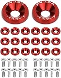 QWORK® 20 Paare Auto M6 Eloxierte Aluminium Unterlegscheiben und M6x20mm Stahl Schrauben fur Fahrzeug Stoßstange Kotflügel, Motorraum Dress Up Kit R