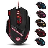 Zelotes PC Gamer Maus,8 Programmierbare Tasten,9200 DPI,USB Optischer Kabelgebundene Gaming Maus,Ergonomische Gaming-Maus für Pro PC MAC