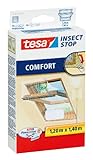 tesa Insect Stop COMFORT Fliegengitter für Dachfenster - Insektenschutz für Fenster - Fliegen Netz selbstklebend ohne Bohren - weiß (leichter sichtschutz), 1,20 m x 1,40 m