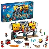 LEGO 60265 City Meeresforschungsbasis, U-Boot-Spielzeug mit Figuren von Meerestieren, tolles Geschenk für Kinder ab 6 Jahre