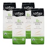 Lotao Bio-Jasmin Reis (4x 500g) | Reis-Klassiker im Vorteilspack | weiss, locker, duftig & aromatischer Geschmack, vielseitig einsetzbar | nachhaltig, vegane und vegetraische Küche, hochwertig