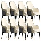 MAHNFEID Faux Leather Mid Century Modern Chairs Kitchen Dining Room Chairs Upholstered Seat with Metal Chair Legs Kitchen Club Guest Chair for Living Room Waiting Room Bedroom (Color: White)