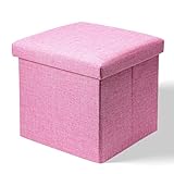 TRIXES Rosa Ottomane-Aufbewahrungsbox mit Deckel, Flache Aufbewahrungsbox, Spielzeugkiste, Pouffe-Fußhocker mit Aufbewahrung, Erinnerungsbox, Gadget-Aufbewahrung…