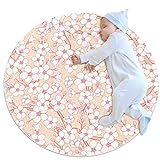 Babyteppich Weiße Blume Baby Krabbeldecke Spieldecke Rund Spielmatte Teppich Kriechmatte Baby Spielzelte Teppich 100x100cm
