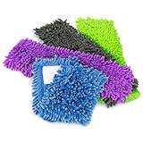 COM-FOUR® 4X Ersatz-Bezug für Bodenwischer, Wischbezug aus Microfaser Chenille zur gründlichen Reinigung Ihrer Wohnfläche (04 Stück - blau/grau/lila/grün)
