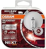 Osram TRUCKSTAR® PRO H11, 120% mehr Helligkeit, Halogen-Scheinwerferlampe, 64216TSP-HCB, 24V LKW Lampe, Duo Box (2 Lampen)