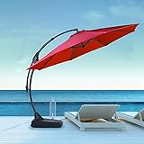 Grand patio Gartenschirm Sonnenschirm Neigbar mit Schirmständer, Ampelschirm mit Kurbelbedienung, Terrassenschirm für Garten, Deck,Schwimmbad, Outdoor,UV-Schutz 50+ (330cm,Dunkelrot)