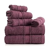 Evimpex Handtücher, 6er-Pack, Luxus-Handtuch-Set, 2 Badetücher, 2 Handtücher und 2 Waschlappen, 600 g/m², 100 % ringgesponnene Baumwolle, sehr saugfähige Viskose-Streifen-Handtücher, ideal für den