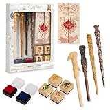 Harry Potter Zauberstab Kinder Stifte Set, Hogwarts Haus Stempel Kinder Set und Karte des Rumtreib