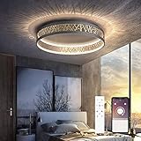 Yuanfenghua LED Deckenleuchte Mit Fernbedienung und App-Steuerung Dimmbar Schlafzimmer Lampe, Rund Schwarz Gold Aushöhlen Design W