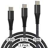 USB C Kabel, schnelles Laden, Typ C Kabel, schnelles Laden, USB-C Handy-Ladekabel, 3 Stück (1 m, 2 m, 3 m), kompatibel mit Samsung Galaxy S20 S10 S9 S8 A40 S21; Huawei P20 Lite P10 P...