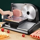 Aufschnittmaschine Gastro Allesschneider Edelstahl, Brotschneidemaschine,Wurstschneidemaschine,für Fleisch Gemüse Obst Restaurants,Schnittstärke (0-15mm),200W