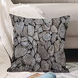 Kissenbezug 45x45 cm,Graue Natursteinwand,Outdoor Kissen Kissenbezüge Kissenhülle Sofa Kissen dekokissen Zierkissen für Wohnzimmer Garten deko drauß