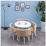 Esstisch, 1 Tisch, 4 Stühle, Café, Büro, Balkon, Hotel, Innenbereich, Restaurant, Büro, Konferenztisch, weiß, runder Holztisch, Tisch für Esszimmer (Farbe: Marineblau)