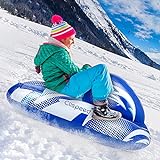 CLISPEED Aufblasbare Schlitten für Kinder,Aufblasbarer Winter-Schneeschlitten,47 Zoll verdickte PVC-Hochleistungs-Schneeschläuche mit verstärkten Griffen Winter-Outdoor-Spaß Blua