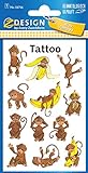 AVERY Zweckform 12 Tattoos Kinder Affen (Temporäre Tattoos, wasserfeste Kindertattoos, hautfreundliche Klebetattoos, Aufkleber für Jungen Mädchen Mitgebsel Kindergeburtstag Party) 56766