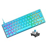 Mini 60% RGB Gaming-Tastatur,Mechanischer Blaue Schalter mit Kompakten 62 Tasten,18 RGB LED-Chroma-Hintergrundbeleuchtung, Abnehmbares USB-Typ-C-Kabel,UK-Layout, Ergonomic for PC Mac Laptop-Blau