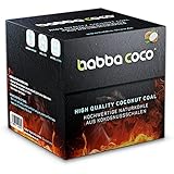 babba coco® | Premium Shisha & Grill Kohle 100% aus Natur Kokosnussschalen ohne chemische Zusätze | 26er mm Würfel | Charcoal for Hookah & BBQ (17KG)